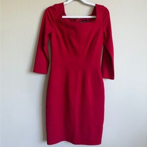 White House Black Market Vibrant Red Long Sleeve Dress